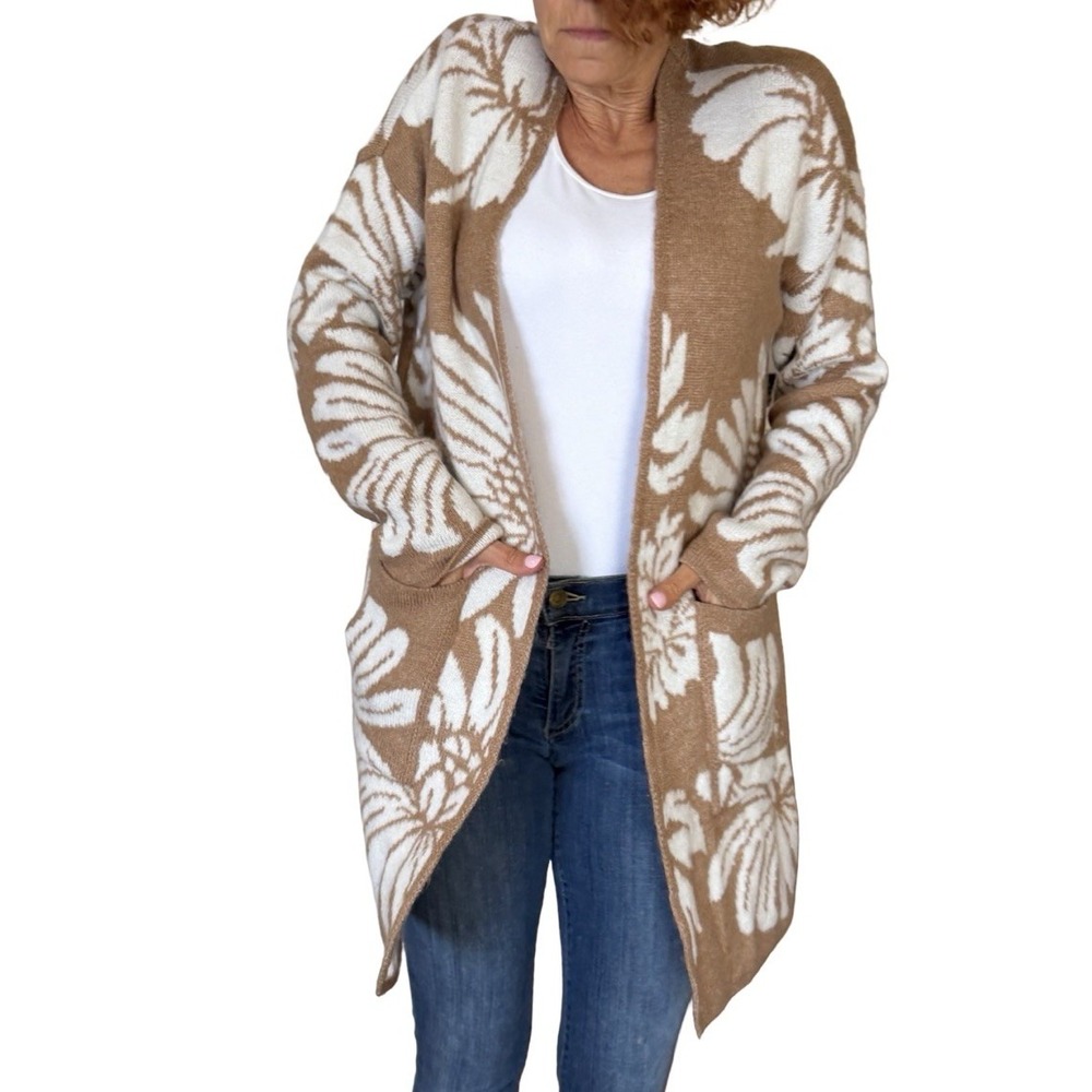 By Anthropologie Floral Cardigan Sweater Small Open Cottagecore Boho Chic Rustic - Picture 12 of 16